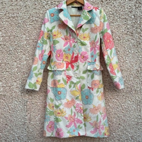 Willi Smith Spring Floral Trench Coat NWOT - Picture 2 of 6